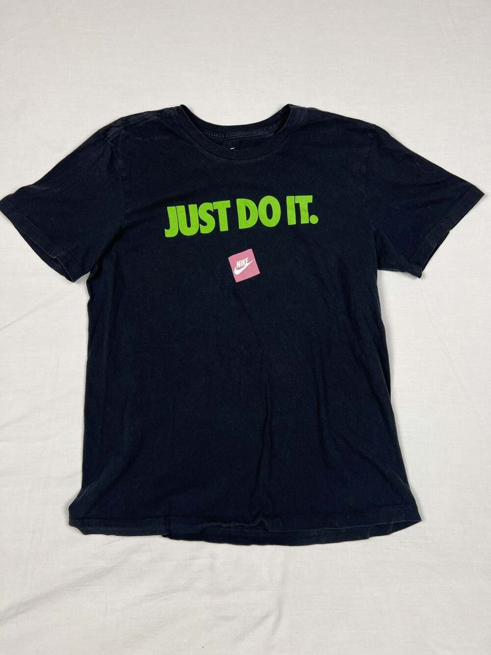 Nike The Nike Tee Just Do It Neon Green Logo Black T-Shirt Medium